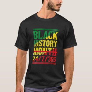 Camiseta História Negra Mês 24/7/365 Orgulho Africano Mel