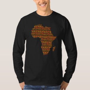 Camiseta História Negra Mês África Mapa De Roupa Kente Para