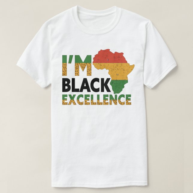 Camiseta História Negra Mês Eu sou Excelência Negra (Frente do Design)