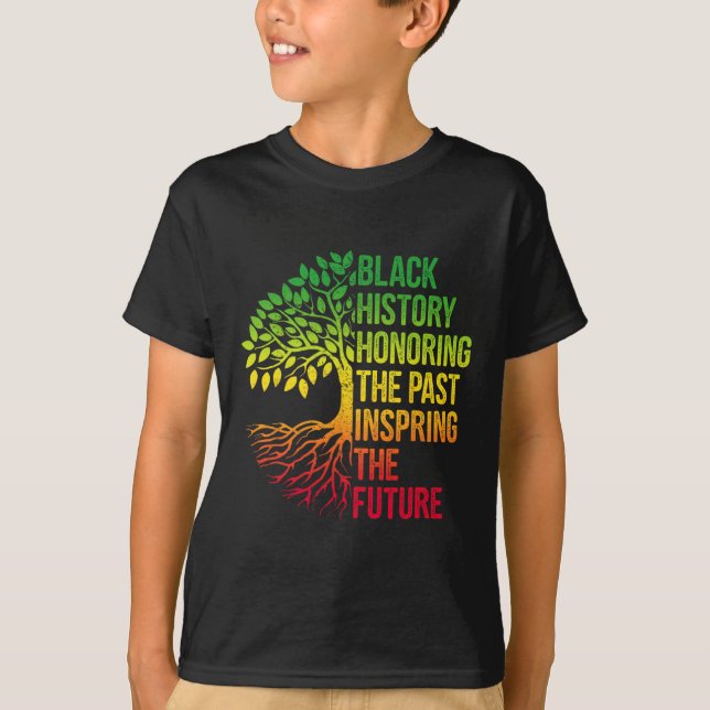 Camiseta História Negra Mês Honrando o Futuro Inspirador Pa (Frente)