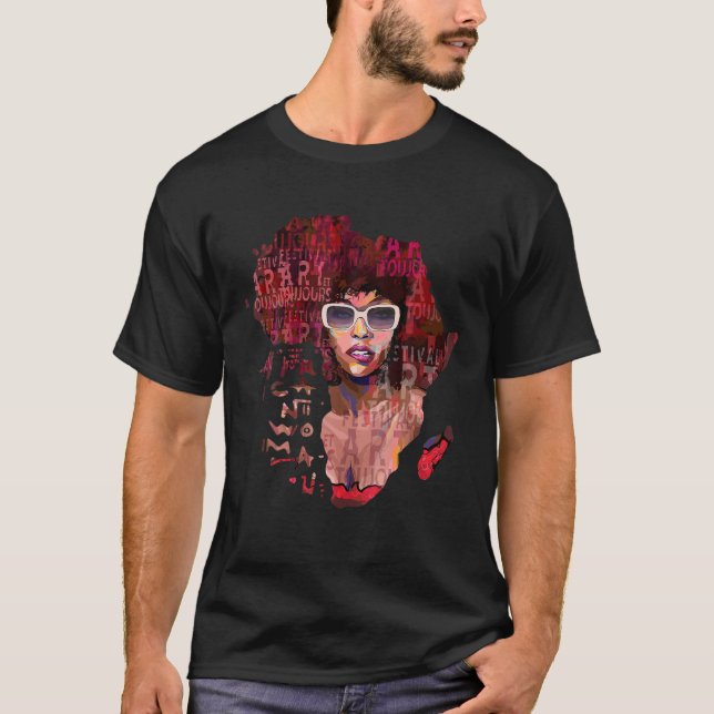Camiseta História Negra Mês Mulher Africana Melã Negra Afro (Frente)