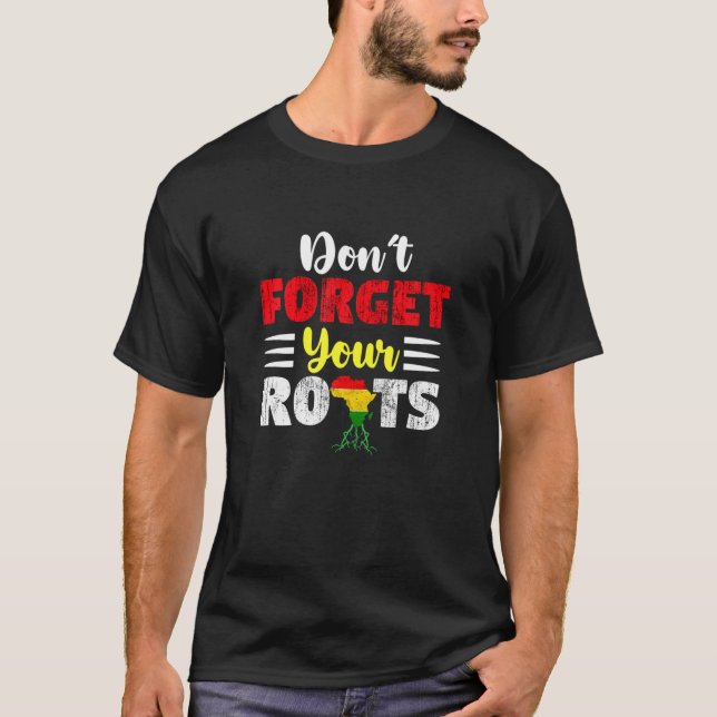 Camiseta História Negra Mês Não Esqueçam Suas Raízes na Áfr (Frente)