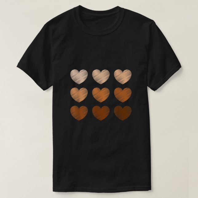 Camiseta História Negra Mês Orgulho Melanina Corações Cutân (Frente do Design)