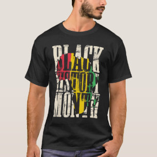 Camiseta História Negra Mês Orgulhoso Mapa Africano Cores A