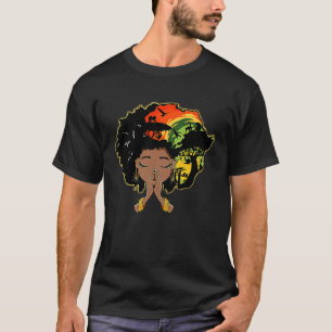 Camiseta História Negra Mulher Afro Rezando Deus Rainha Mel