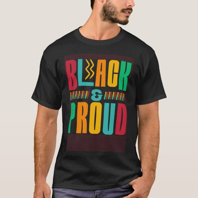Camiseta História negra negra negra e orgulhosa Mês Afro-Am (Frente)