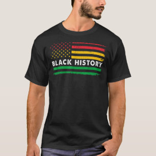 Camiseta História Negra Nos EUA Bandeira Mês Afro-Americano