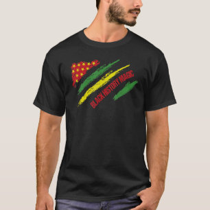 Camiseta História Negra Orgulho Mágico Bandeira Afro-Americ