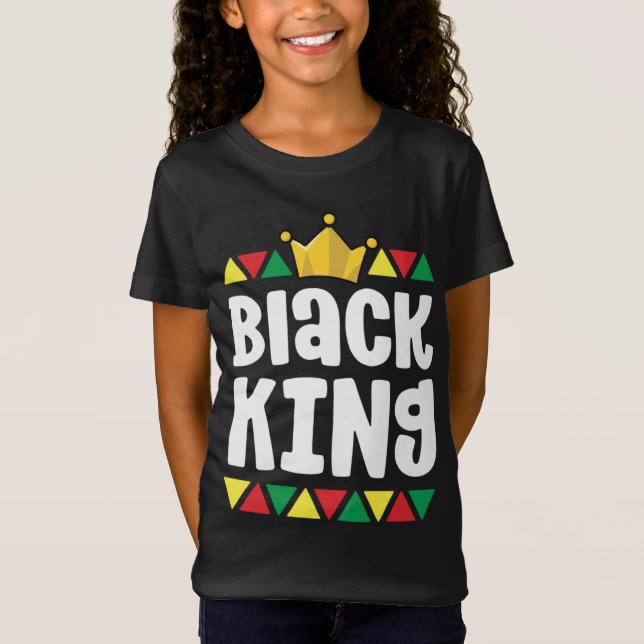 Camiseta História Negra Para Meninos Crianças Rei Africano (Frente)