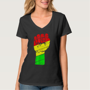 Camiseta História Negra Punho de Mulheres Homens Crianças