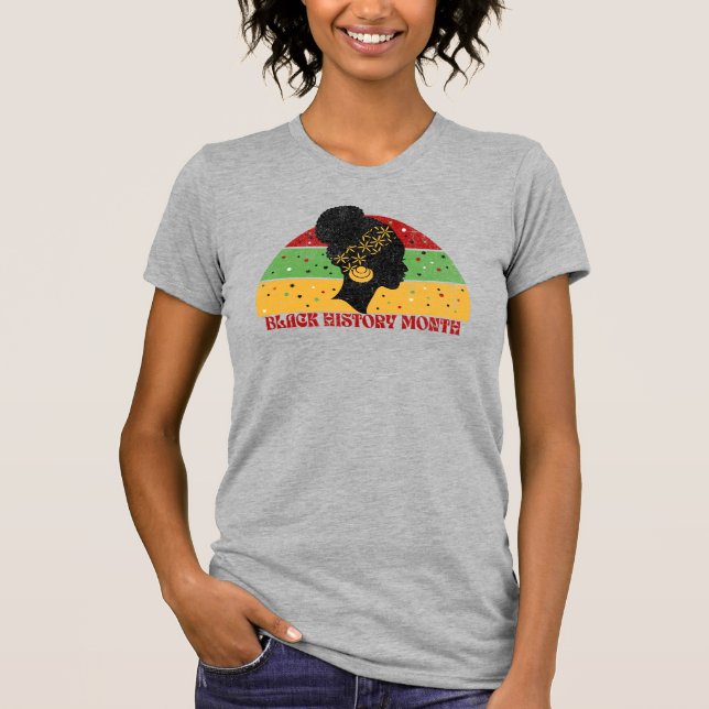 Camiseta História Negra Retroativa Mês Mulher Africana (Frente)