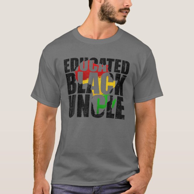 Camiseta História Orgulhosa Tribal do Tio Negro Educado (Frente)