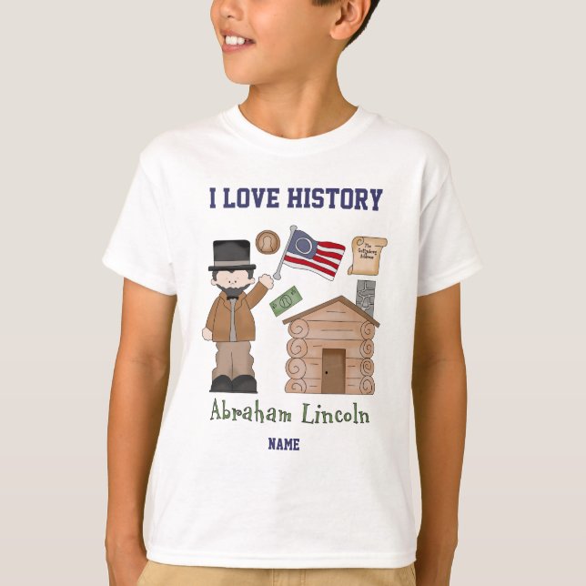 Camiseta História personalizada Abraham Lincoln do amor de (Frente)