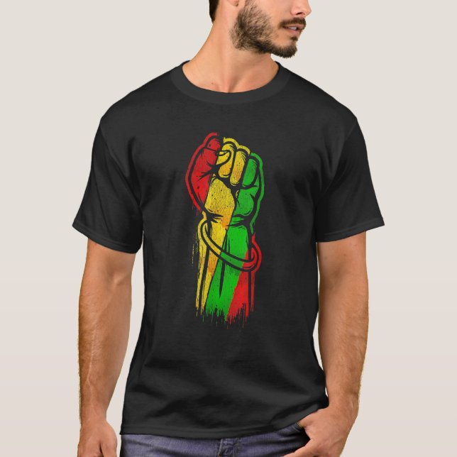 Camiseta História Preta da Primeira Mão Mês Orgulho African (Frente)