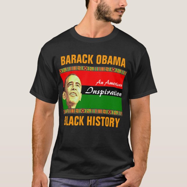 Camiseta História preta de Obama (2 tomados partido) (Frente)