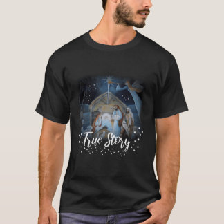 Camiseta História verdadeira do Natal cristão Jesus Manger