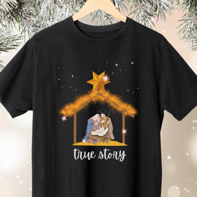 Camiseta História Verdadeira Natal Cristão Jesus (Criador carregado)
