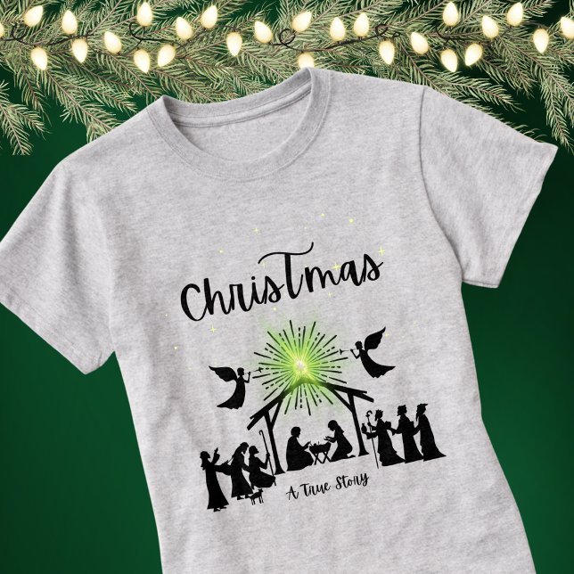 Camiseta História Verdadeira Natal Cristão Jesus (Criador carregado)