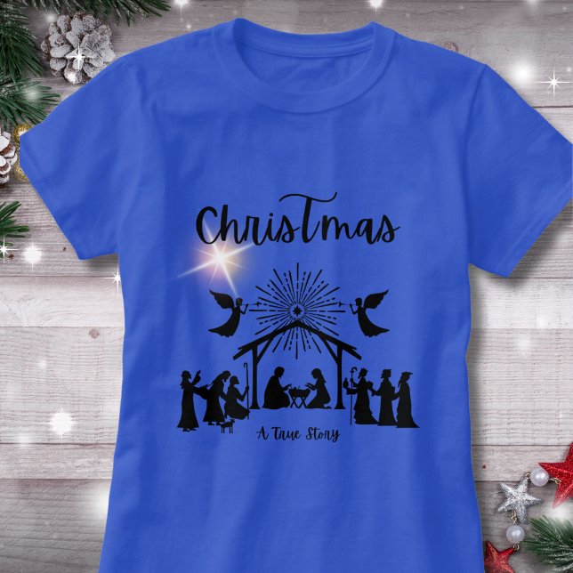 Camiseta História Verdadeira Natal Cristão Jesus (Criador carregado)