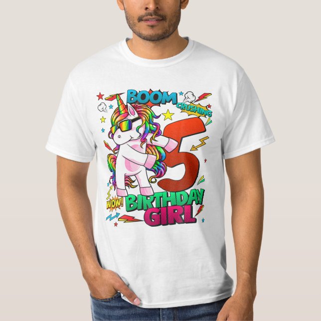 Camiseta histórias em quadrinhos de aniversário de 5 anos U (Frente)