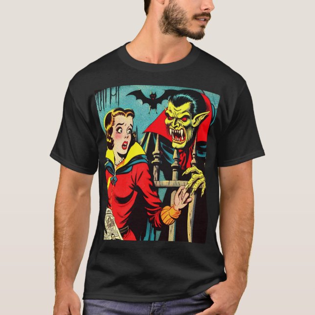 Camiseta Histórias em quadrinhos de Vampiros de Horror Retr (Frente)