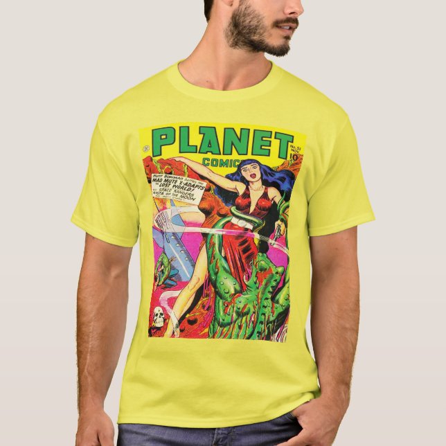 Camiseta histórias em quadrinhos do PLANETA SCSI FI, de 194 (Frente)
