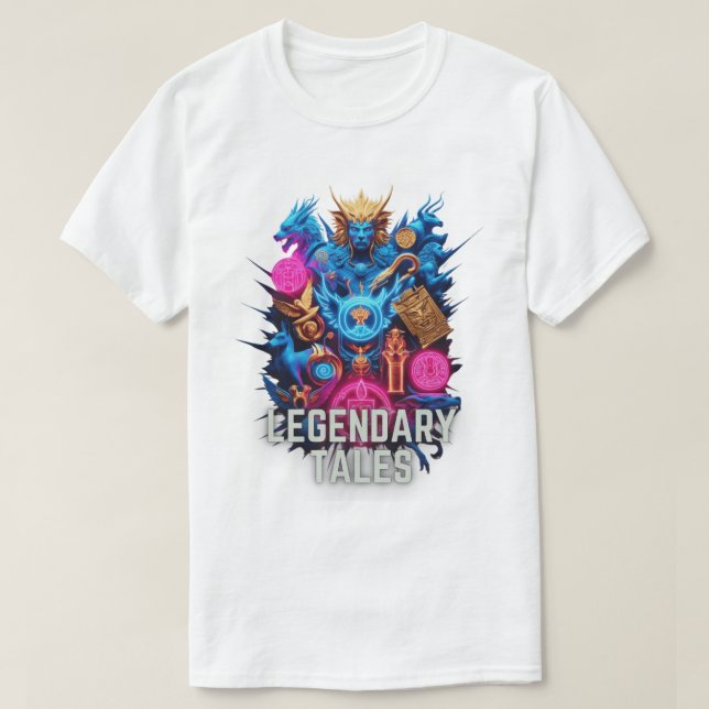 Camiseta Histórias lendárias - Neon Mythos (Frente do Design)