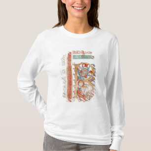 Camiseta Historiated rubrica "B" que descreve o rei David