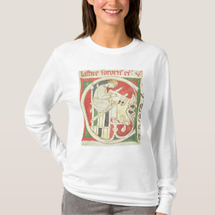 Camiseta Historiated rubrica "C" que descreve uma monge