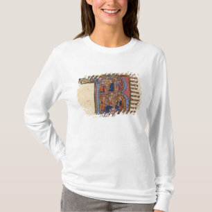 Camiseta Historiated rubrica "R" que descreve a sultão