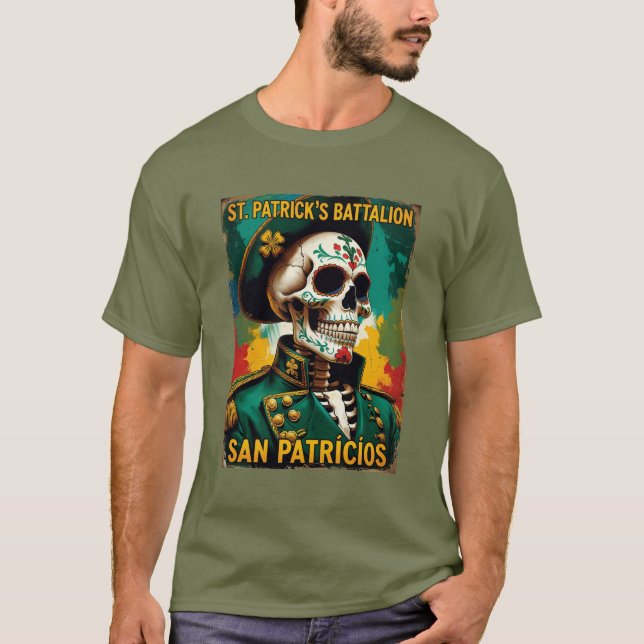 Camiseta Historical St Patricks Battalion Military Skeleton (Frente)