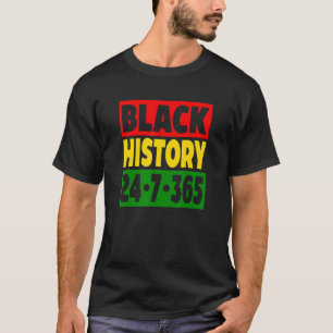 Camiseta Histórico Preto 24 7 365 Inspirat Vermelho Dourado