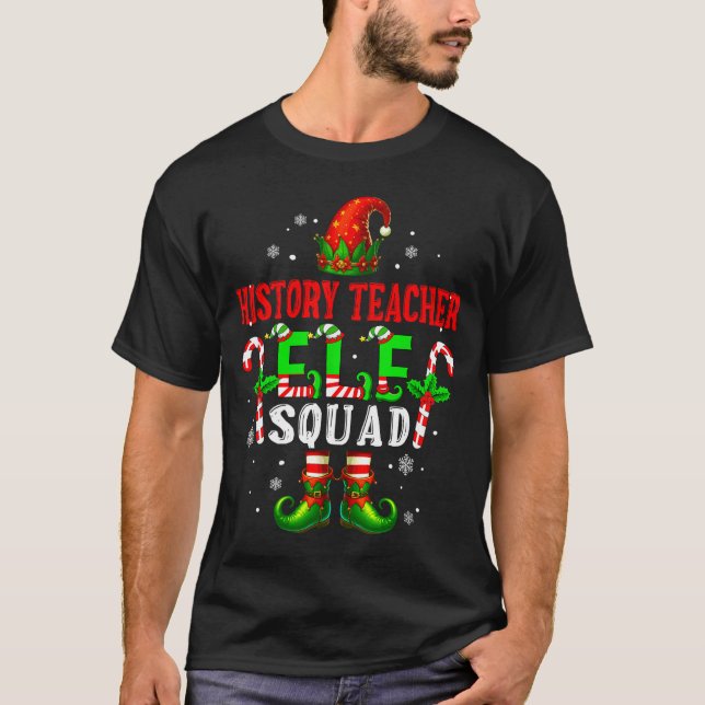 Camiseta History Teacher Elf Squad Xmas Elf Hat Scute Ss Cu (Frente)