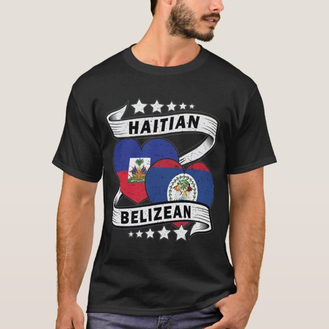Camiseta Hitian E Bandeira Belizeana (Frente)