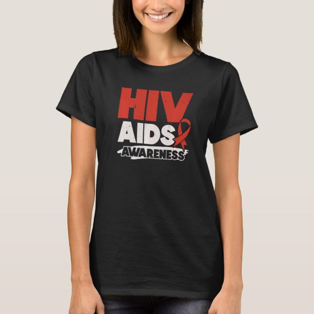Camiseta HIV AIDS Awareness Red Ribbon Disability (Frente)