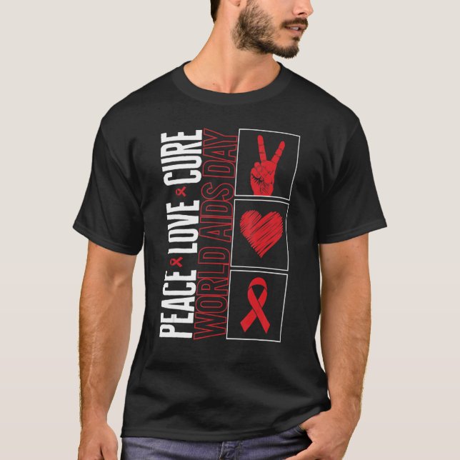 Camiseta Hiv Aids Awarness Month Support Educate Care Cure (Frente)