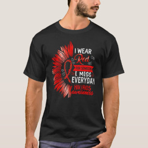 Camiseta Hiv Aids Sensibilização Mês Eu Visto Vermelho Por