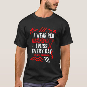 Camiseta Hiv Aids Sensibilização Mês Eu Visto Vermelho Por