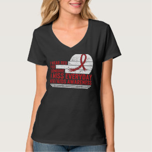 Camiseta Hiv Aids Sensibilização Mês Eu Visto Vermelho Por