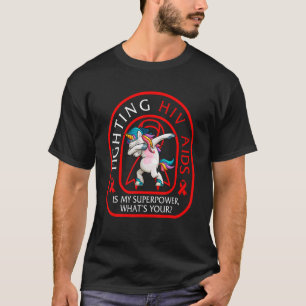 Camiseta Hiv ajuda a conscientizar mês a abbing Unicorn Red
