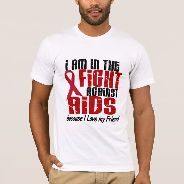 Camiseta HIV do AIDS no amigo da luta 1 (Frente)
