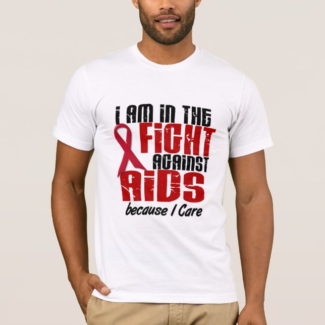 Camiseta HIV do AIDS no cuidado da luta 1 I (Frente)