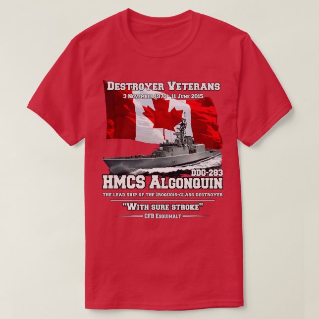Camiseta HMCS Algonquin Destroyer Veterans (Frente do Design)