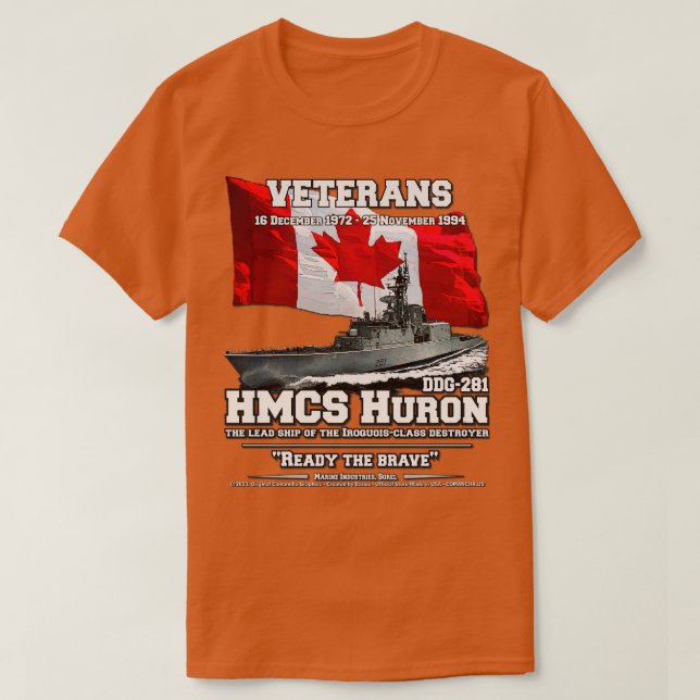 Camiseta HMCS Huron Royal Canadian Veterans (Frente do Design)