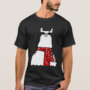 Camiseta HMRDesigns Lhama com Óculos de Sol e Cachecol de F