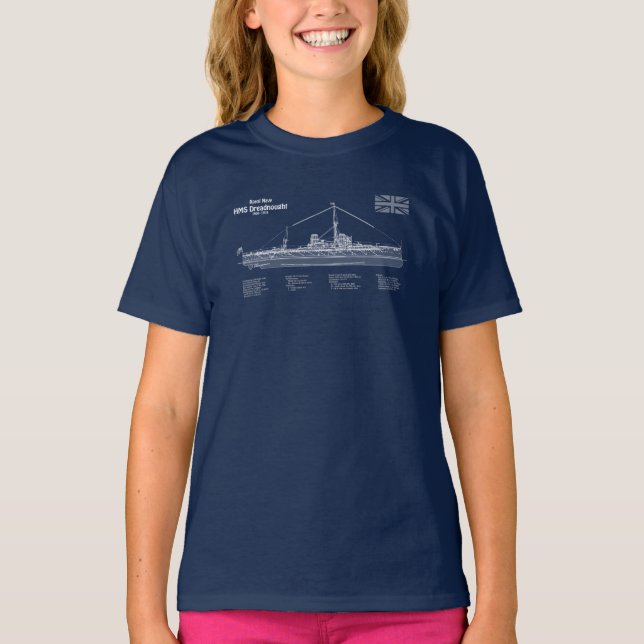 Camiseta HMS Dreadnled - Entregar ABD de Blueprint (Frente)
