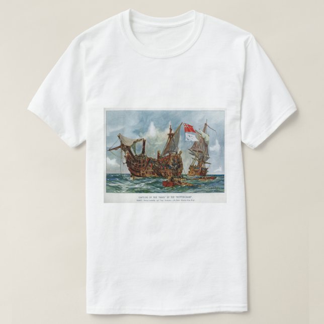 Camiseta HMS Nottingham e navio de guerra Mars 1703 (Frente do Design)