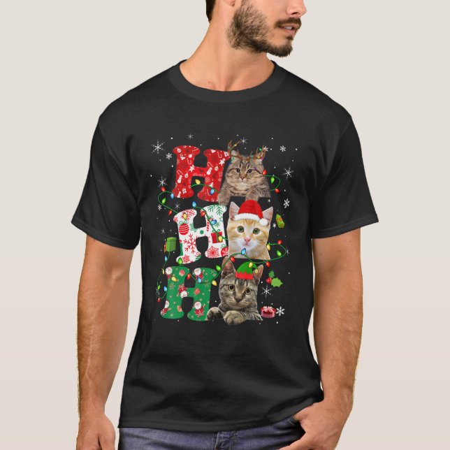 Camiseta Ho3 Papais noeis Engraçados De Luz De Natal Elf Re (Frente)