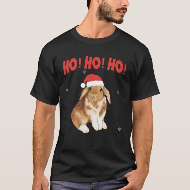 Camiseta HO Cubed Cute Bunny Rabbit Santa (Frente)