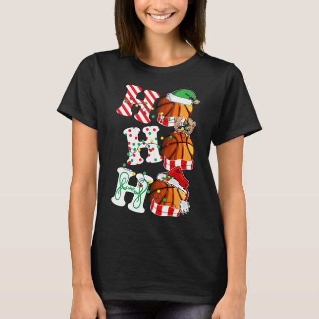 Camiseta Ho Ho Basball Luz Santa Hat rena ELF (Frente)